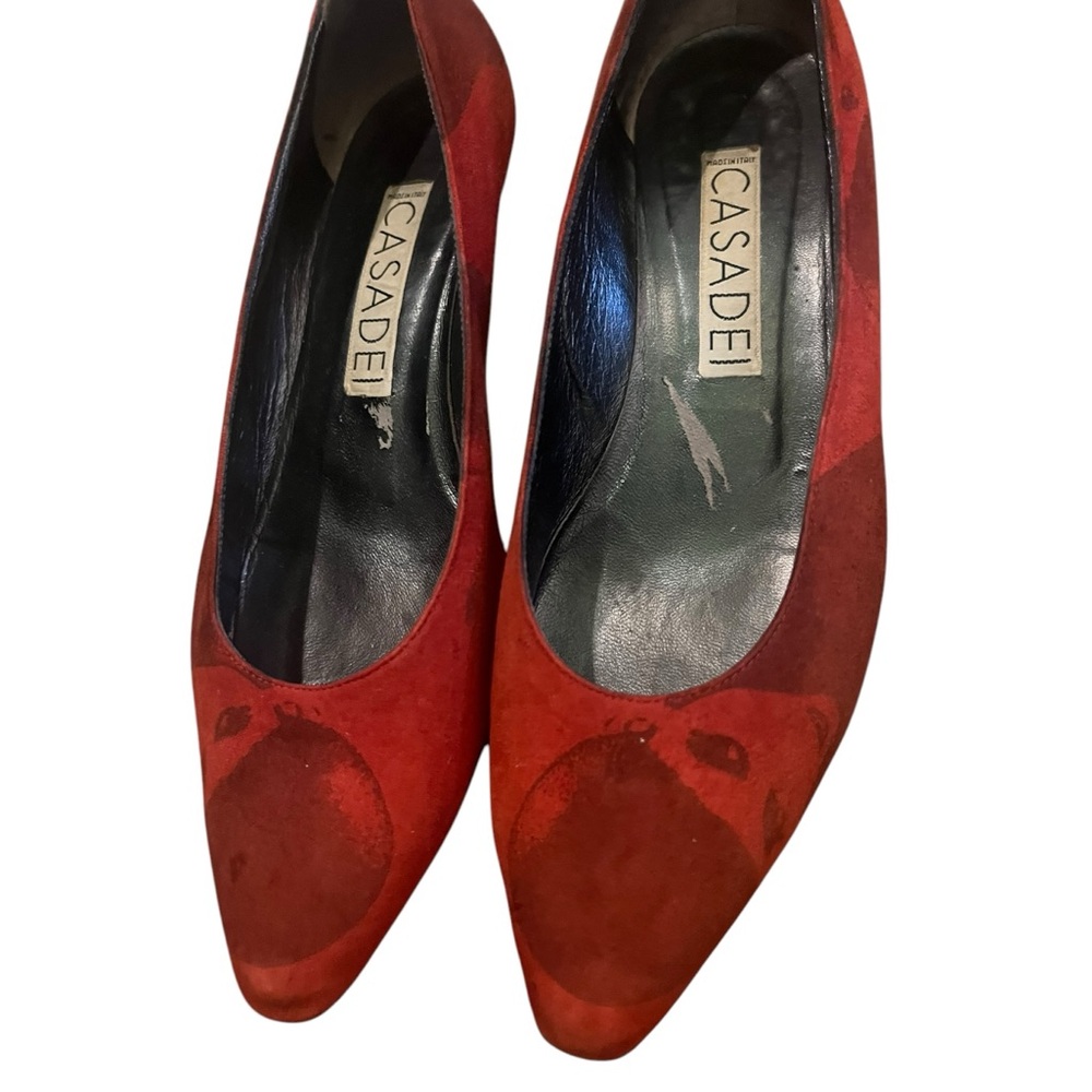 Casadei Vintage Rare Pop Art Red Flats Size 42